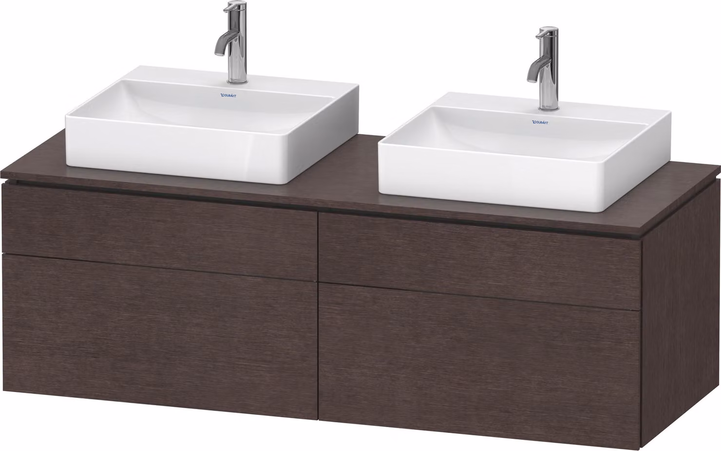 Duravit L-Cube Meuble sous-lavabo en console suspendu, avec plan de toilette en console, 4 tiroirs, pour deux vasques, 1420x482x550mm, LC4872B72720000, LC4872B72720000