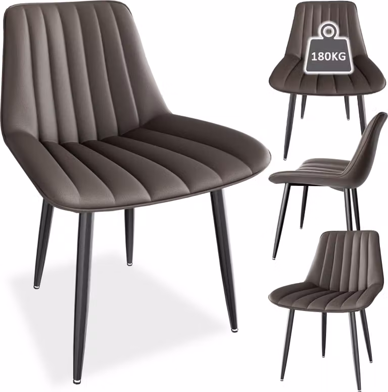 Sedie per sala da pranzo AIORBER (set di 4), in Pelle finta PU, cuscino di seduta da 5 cm, comode e pratiche, schienale a U, per sala da pranzo, cucina, 67x57x52,5 cm, marrone