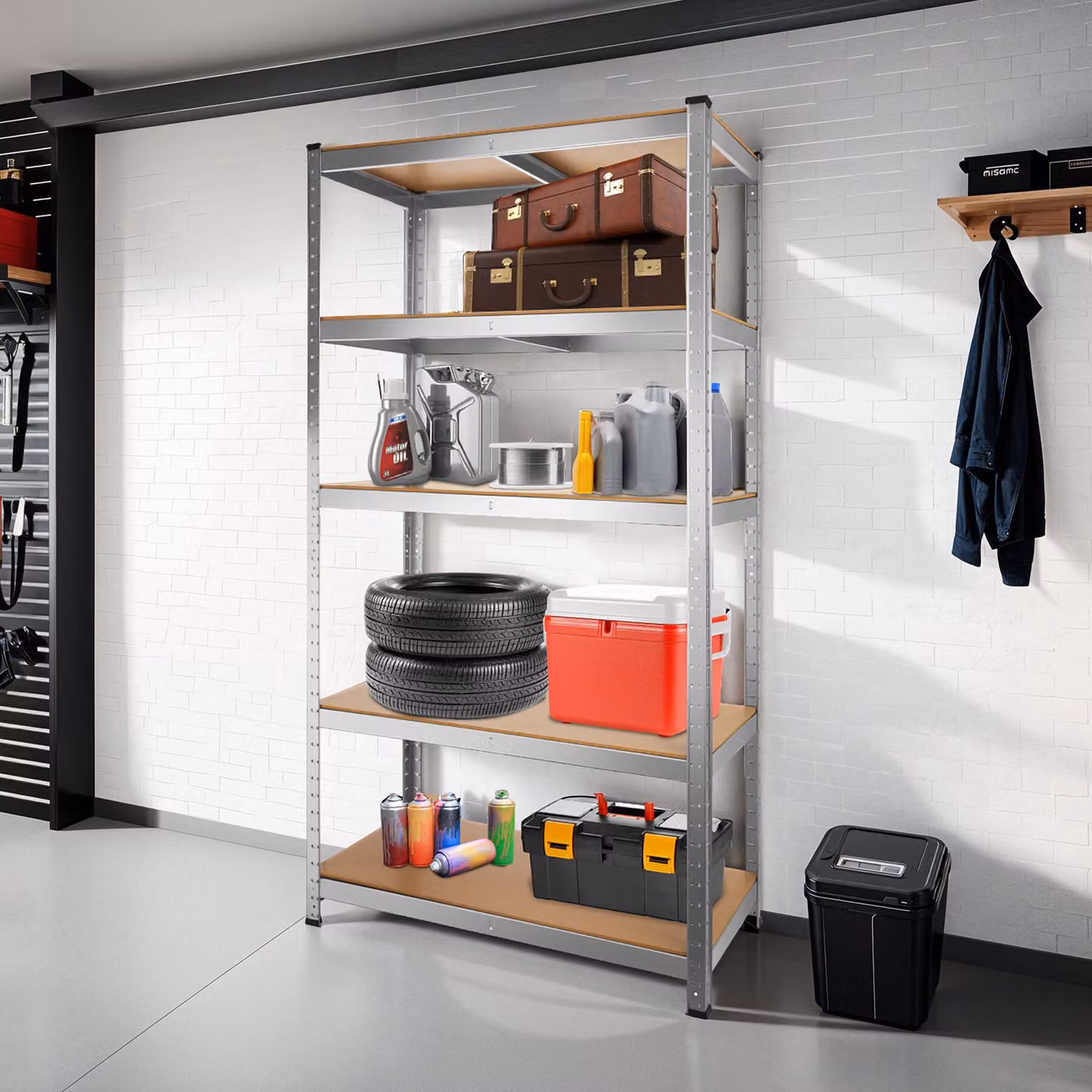 Scaffalatura in acciaio tectake color argento per grandi carichi L: 180 cm, P: 90 cm, H: 45 cm – 2
