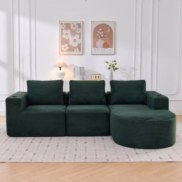 Divano 2 Posti con Cuscini e Portabicchieri ¨C MINIMAL ¨C Tessuto, 265 cm
