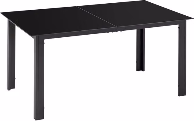 Tavolo da giardino rettangolare estensibile Giordanoshop in alluminio nero opaco con piano in vetro – 1