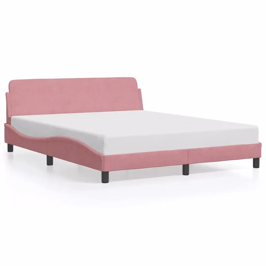 Letto con Giroletto e Testiera Dover rosa in velluto vidaXL L/P/H: 218 x 160 x 74,5 cm – 2