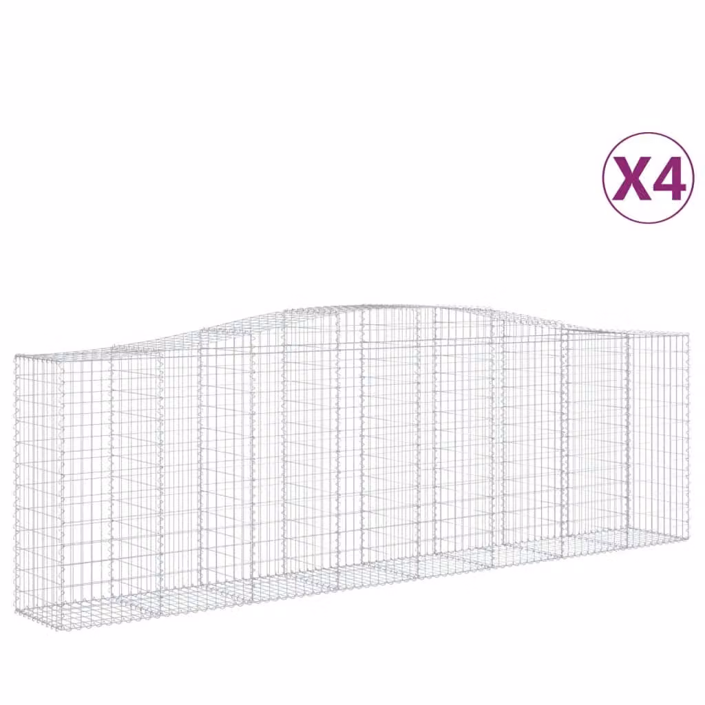 Cesti Gabbioni ad Arco 4 pz 400x50x120/140 cm Ferro Zincato