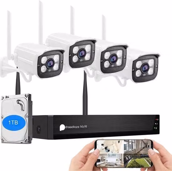 Sistema di sorveglianza esterno Wi-Fi TOGUARD con smart app, colore bianco