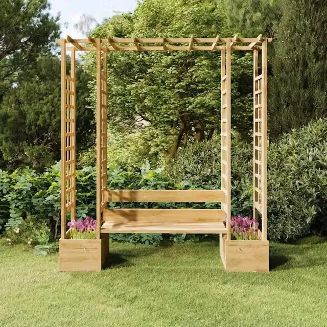 Pergola da Giardino vidaXL in Legno di Pino Rustico Marrone e Verde L/P/H: 230 x 198 x 60 cm – 1