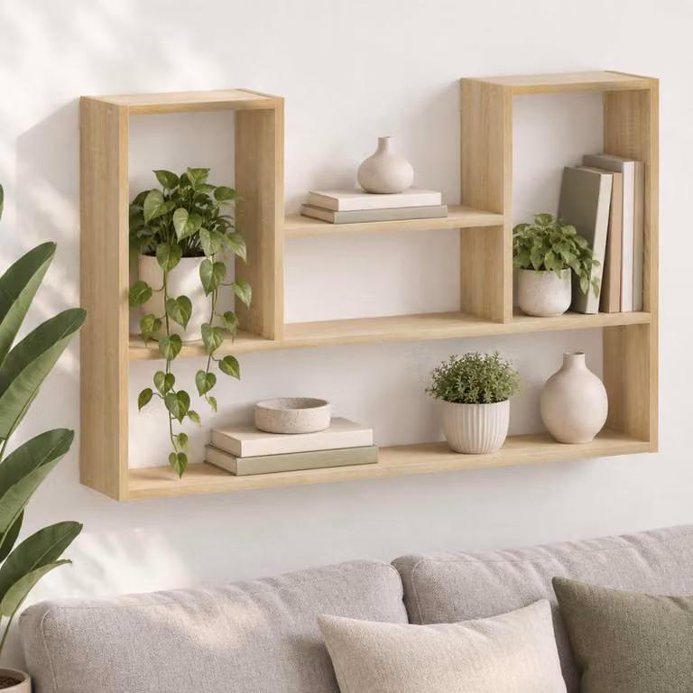Scaffale da parete vidaXL in legno marrone, stile minimalista per soggiorno, L 100 cm x P 17 cm x H 60 cm