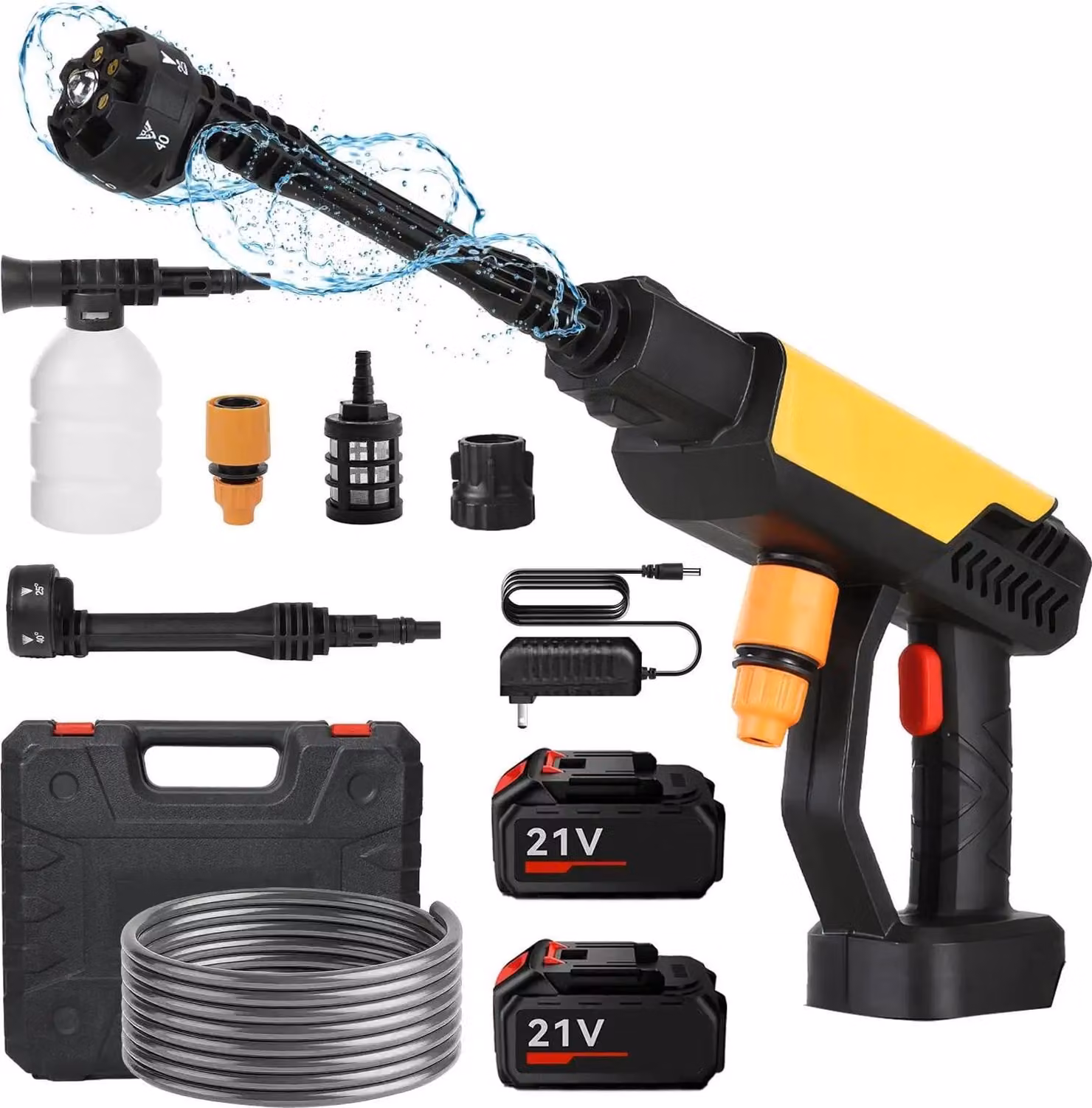 Idropulitrice, funzionamento a batteria, potente flusso d'acqua, 2 batterie, funzionamento a batteria