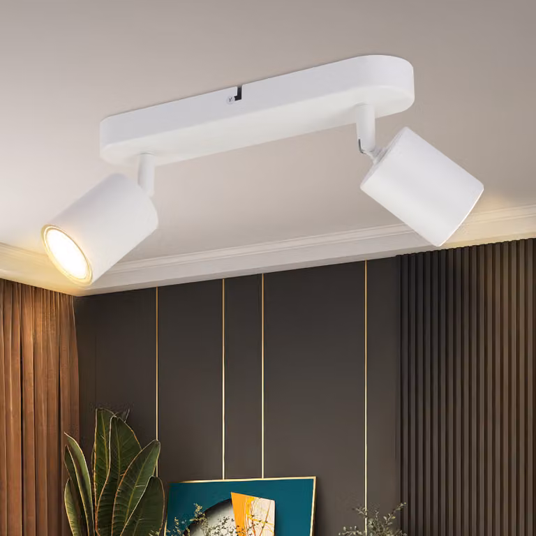 ZMH Plafoniera LED bianca a 2 fiamme Faretto da soffitto moderno GU10 Faretto da soffitto in metallo orientabile a 330° per soggiorno camera da letto corridoio