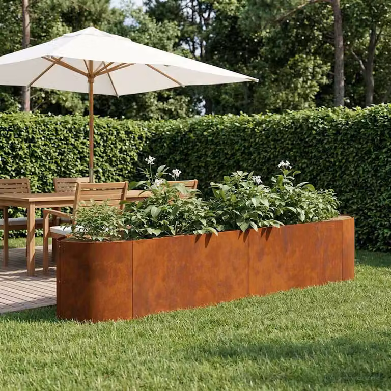 Letto rialzato da giardino vidaXL in acciaio Corten marrone L: 220 cm, P: 40 cm, H: 40 cm