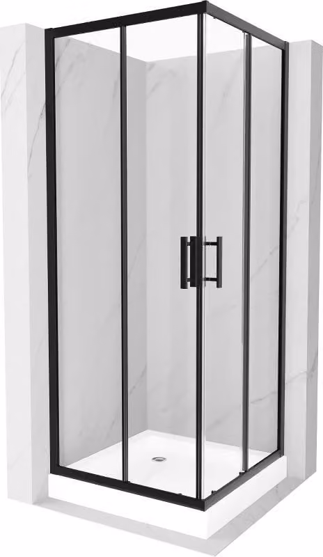 Mexen Rio cabina doccia quadrata 80 x 80 cm, trasparente, nero + piatto doccia Rio, bianco - 860-080-080-70-00-4510