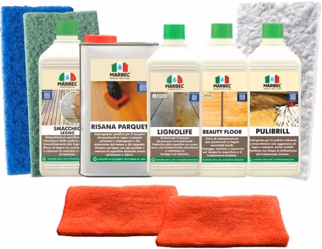 Kit Restauro Marbec per Legno Verniciato Lucido Multicolore a Base d'Acqua