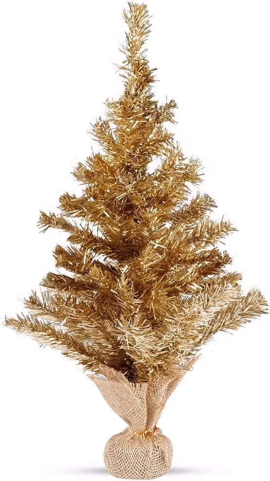 Albero di Natale artificiale dorato 60 cm con base stabile