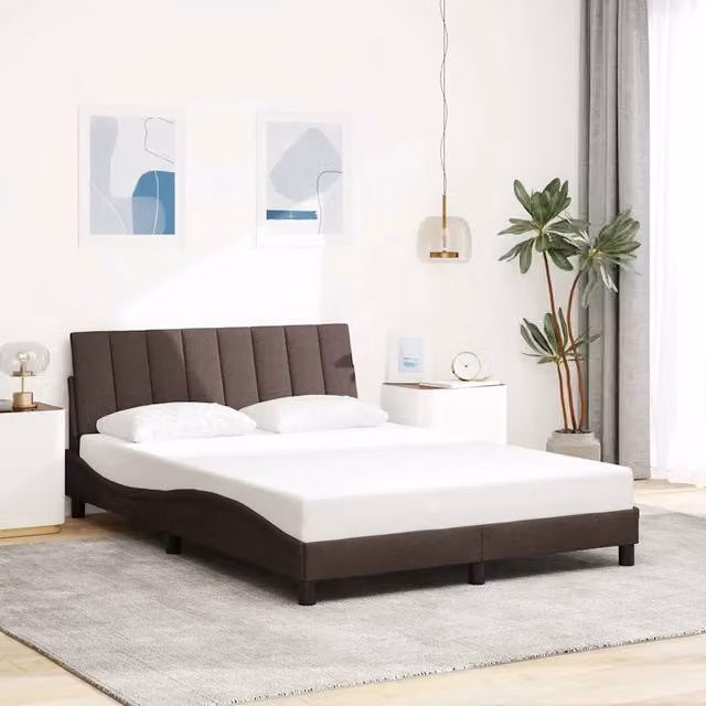 Giroletto senza Materasso-Struttura Letto Hanko Marrone Scuro 140x200 cm Tessuto 963197