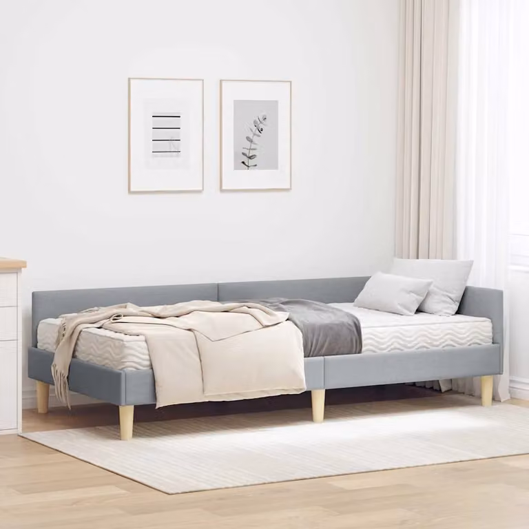 vidaXL Letto Angolare Moderno con 2 Materassi in Schiuma, Grigio, L/P/H: 200 x 100 x 57 cm