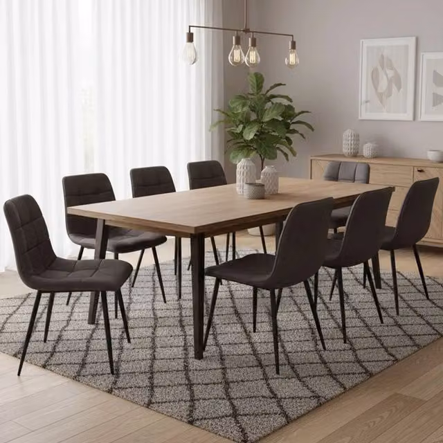 Set di 8 sedie Osasco DMORA in velluto grigio con struttura in metallo per cucina e soggiorno – 1