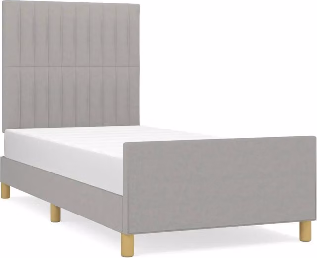Letto singolo per adulti DESIGN IN in tessuto grigio con struttura in legno di larice e doghe fisse L/P/H: 203 x 93 x 128 cm – 1