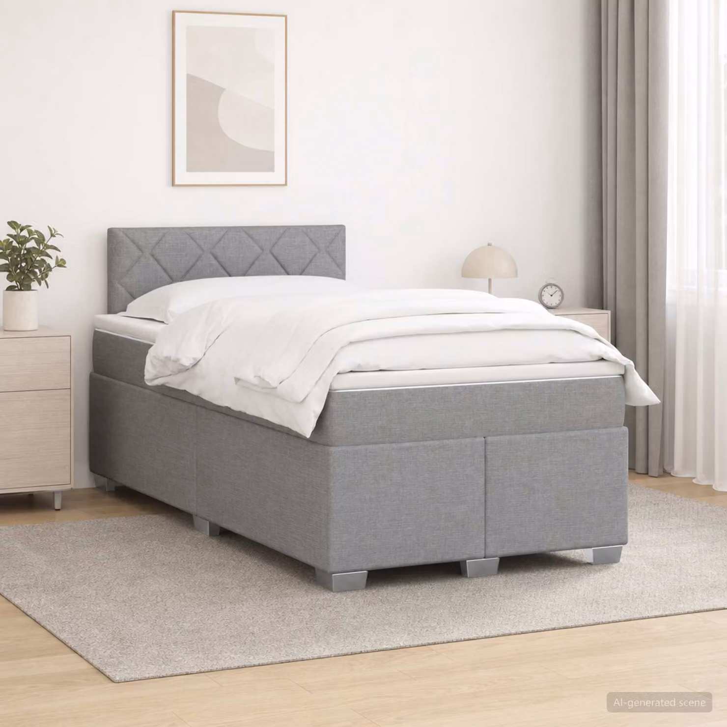 Letto box spring con materasso ibrido vidaXL Grigio e Bianco L/P: 120 x 200 cm