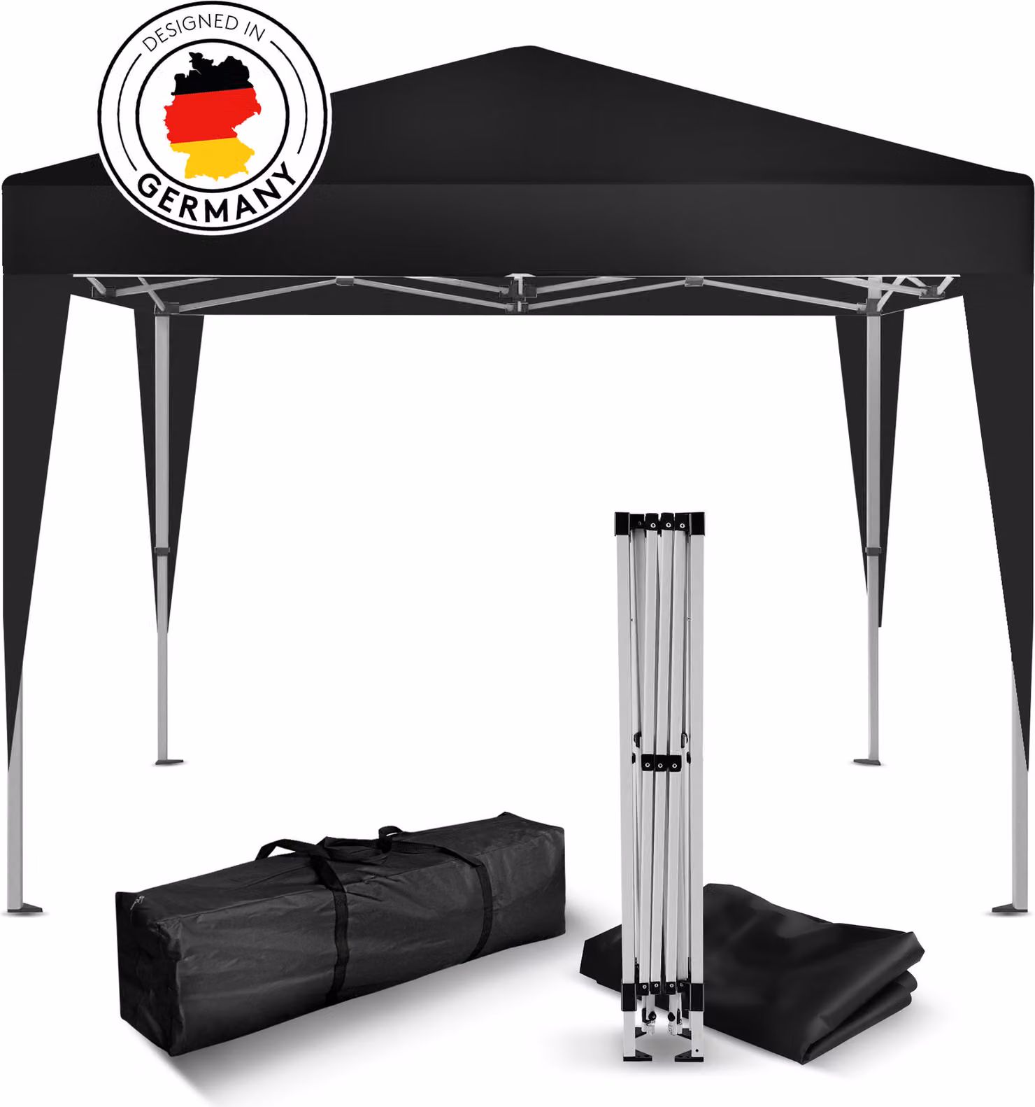 Gazebo pieghevole Kronenburg 2x2 m - Impermeabile, protezione UV 50+, senza pareti laterali, nero