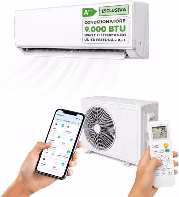 Climatizzatore Monosplit Inverter Gree A++ con Wi-Fi e Controllo via App, Colore Bianco