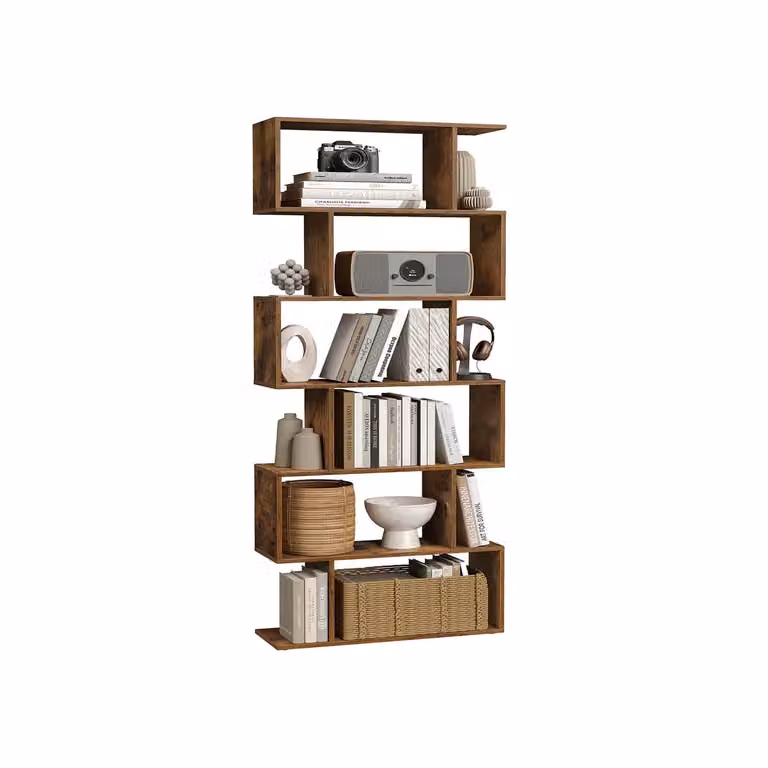 Scaffale con Ripiani Aperti in Legno, Marrone Vintage