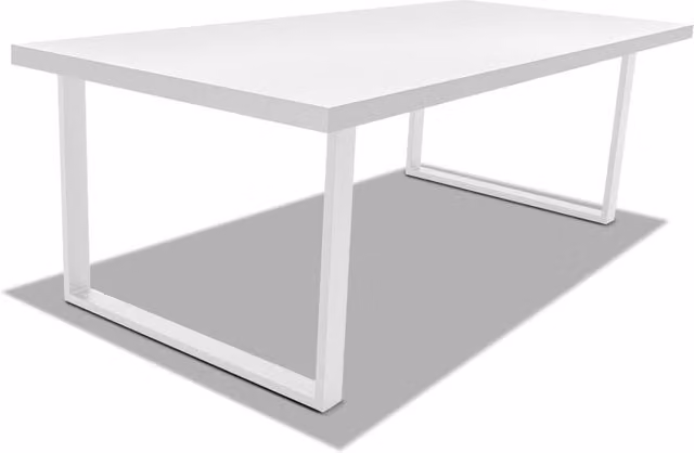 Tavolo da pranzo in legno e metallo con piedi quadrati bianchi - 220x100 cm