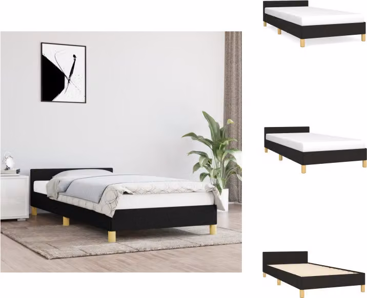 vidaXL Struttura letto con testiera in tessuto nero 100x200 cm - Letti e strutture letto
