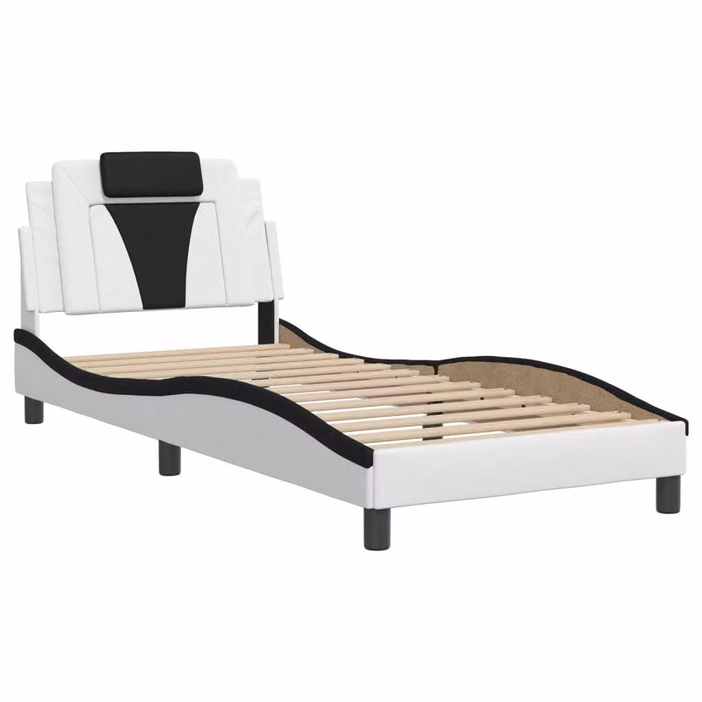 Giroletto Viana senza Materasso Bianco e Nero 90x200 cm in Pelle finta