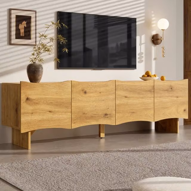 Mobile TV 155 cm legno naturale – 4 ante con passacavi