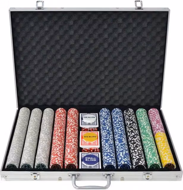 Set da Poker con 1000 Chips Laser Alluminio 80185
