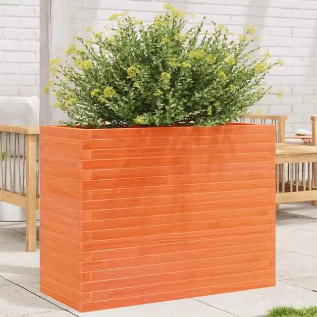 Fioriera Giardino-Vaso da Esterno-Contenitore per Piante Marrone Cera 90x40x68,5cm Legno Massello Pino