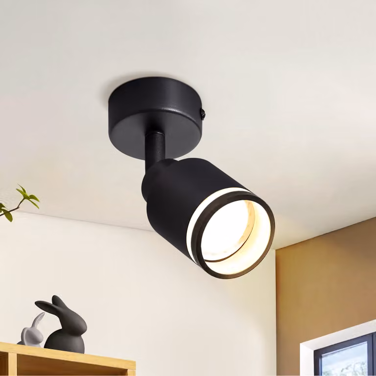 ZMH LED plafoniera 1 fiamma nera spot lampada da soffitto GU10 orientabile spot da soffitto in metallo per interni per corridoio soggiorno cucina zona giorno senza lampadine