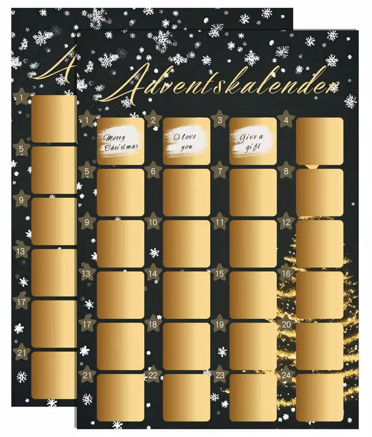 Calendari dell'Avvento da grattare, 2 pezzi. Calendari di Natale fai-da-te formato A3, ideali per coppie, con spazio per scrivere