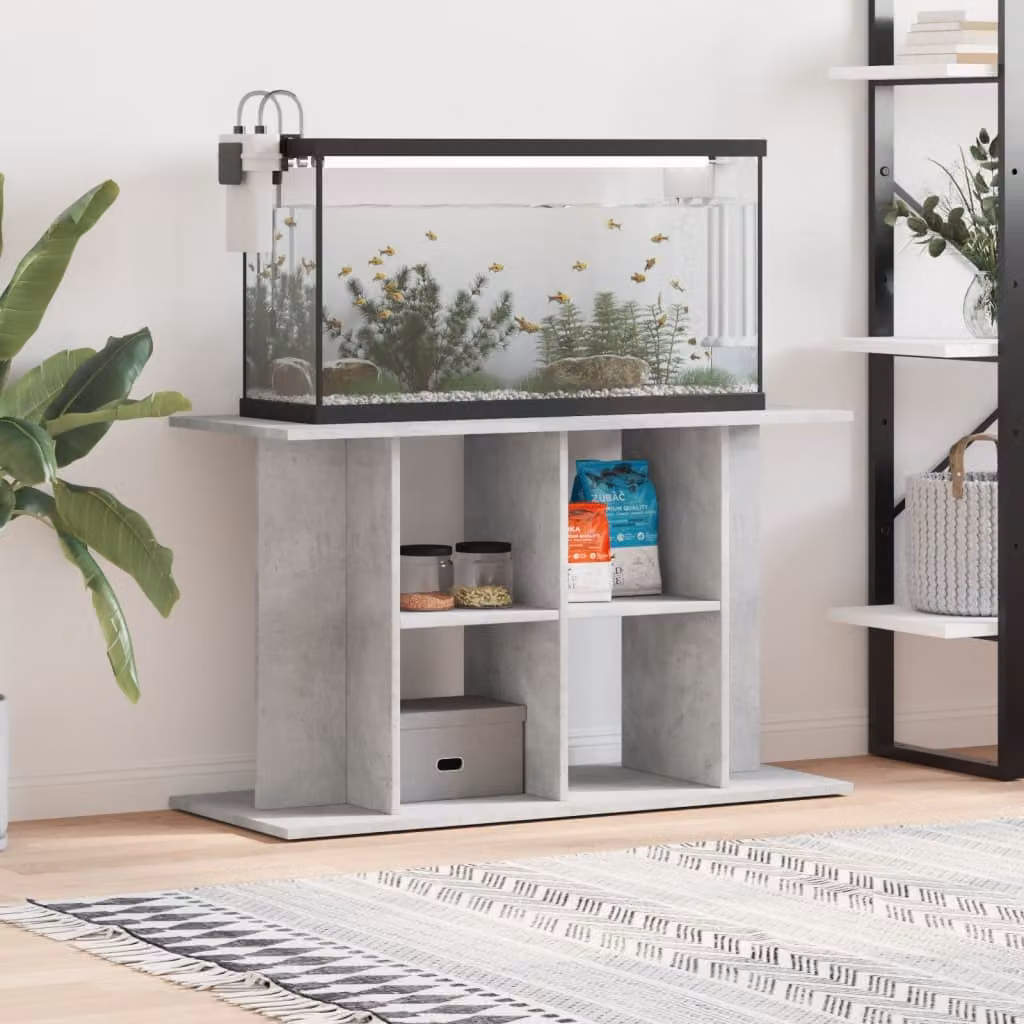 vidaXL Supporto per acquario in cemento grigio in legno ingegnerizzato L: 100 cm, P: 40 cm, H: 60 cm