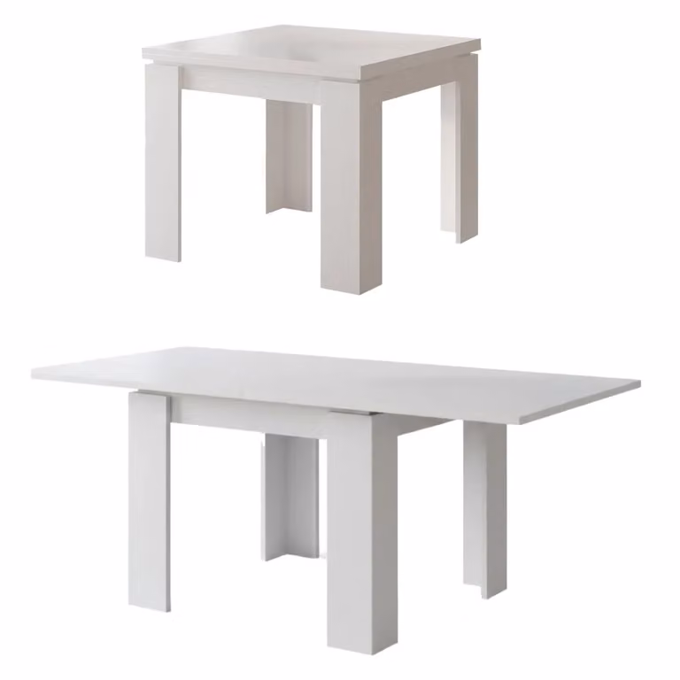 Tavolo allungabile Popoli DMORA bianco con piano in laminato e struttura a quattro gambe L/P/H: 180 x 90 x 78 cm