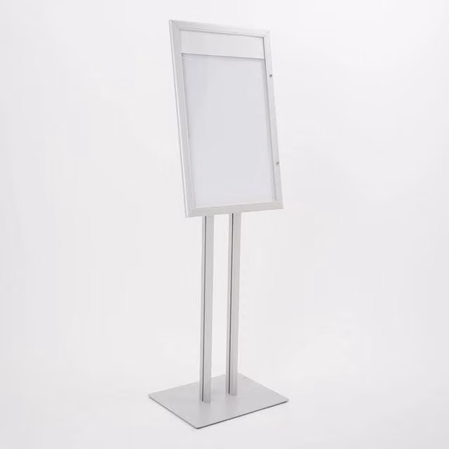 Espositore a Leggio con Piantana 51,4x79 cm in Alluminio Porta Menù Silver