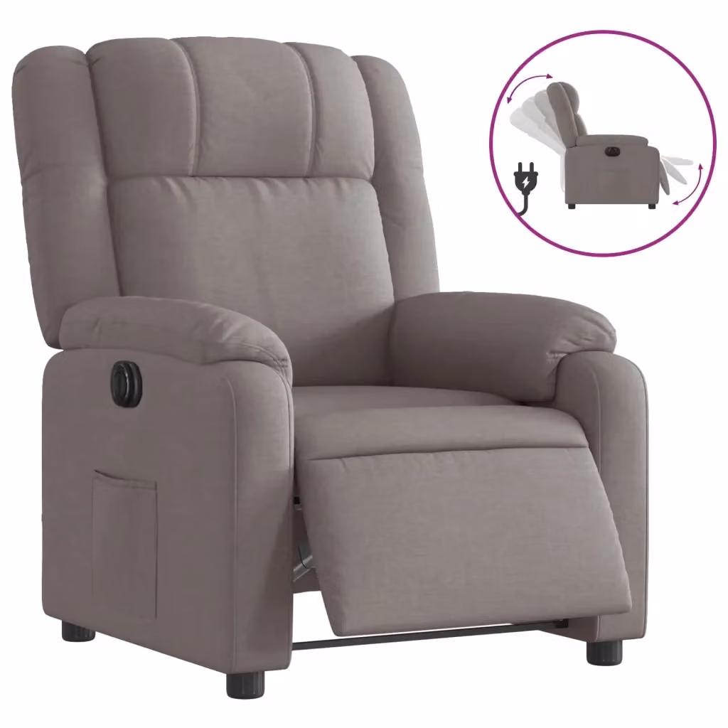 Poltrona Reclinabile Elettrica vidaXL in Tessuto Beige e Grigio con Braccioli e Funzione Auto-Return – 2