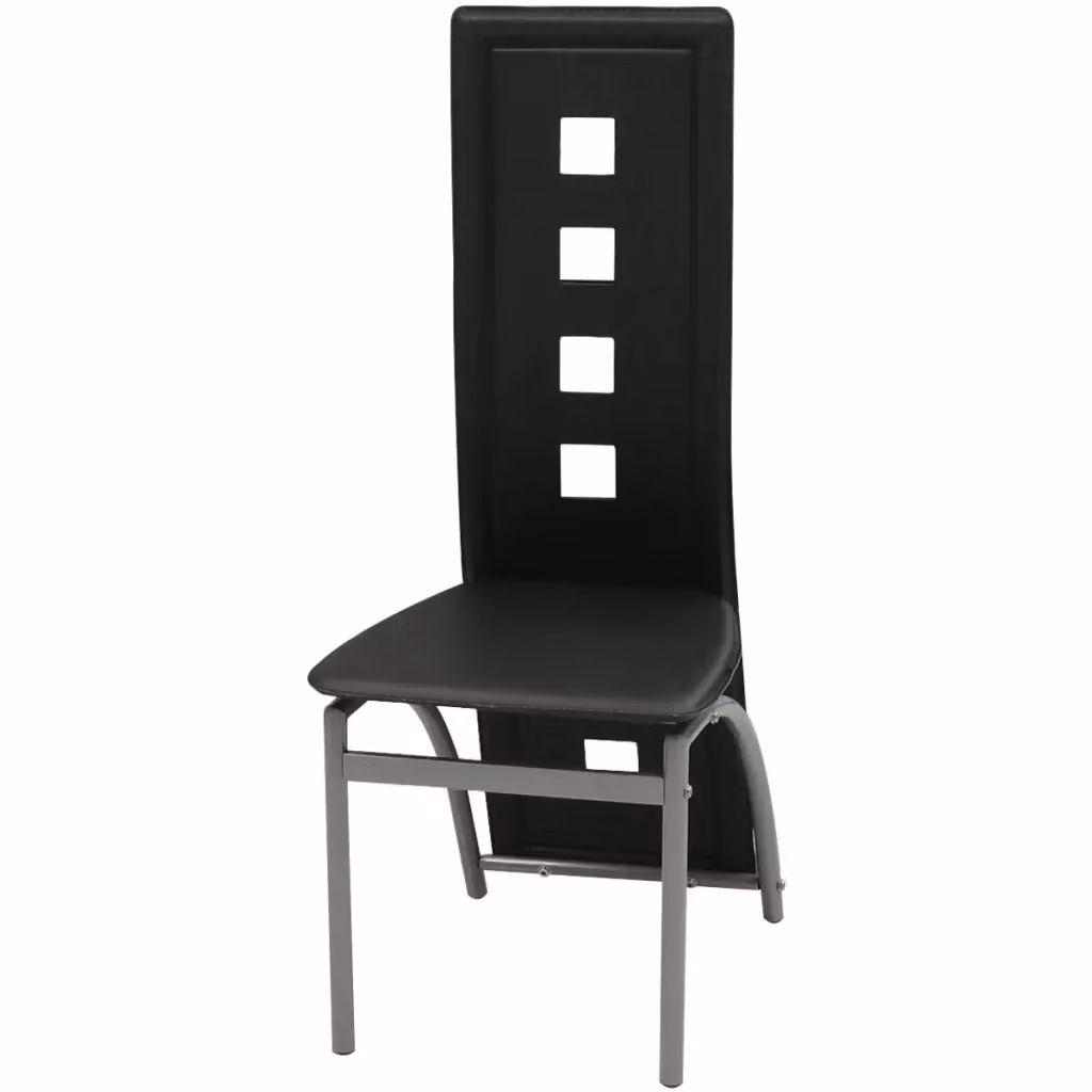 Set di 6 sedie da pranzo moderne vidaXL in similpelle nera con struttura in metallo – 2