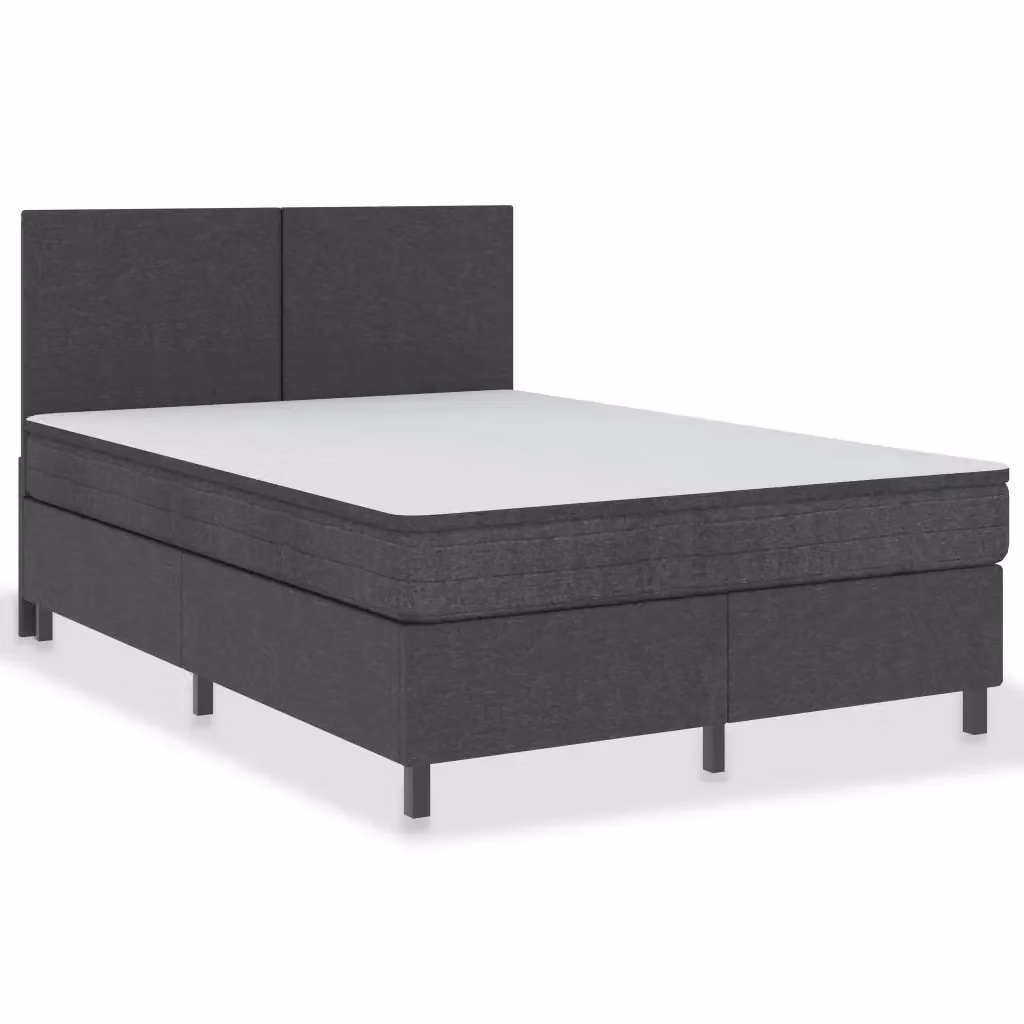 vidaXL Letto a Molle Moderno in Tessuto Grigio con Cassettiera L: 160.5 cm, P: 201 cm, H: 116 cm – 2