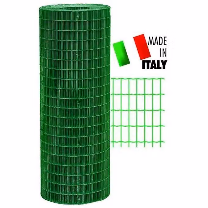 Rete elettrosaldata zincata e plastificata Frigerio Europlast verde, maglia 100x50 mm, Altezza: 150 cm, Rotolo 25 m – 2