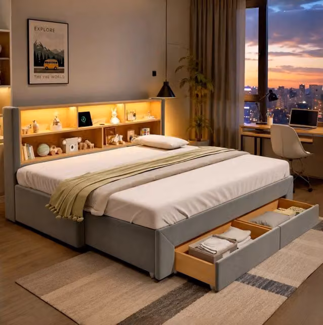 Letto da giorno 90x200 cm grigio in velluto, estraibile fino a 180x200 cm, senza materasso