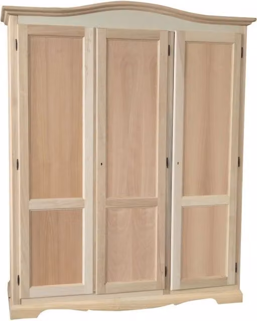 Armadio a 3 ante con cappello sagomato in legno grezzo Mobili 2G L/P/H: 158 x 56 x 197 cm – 1