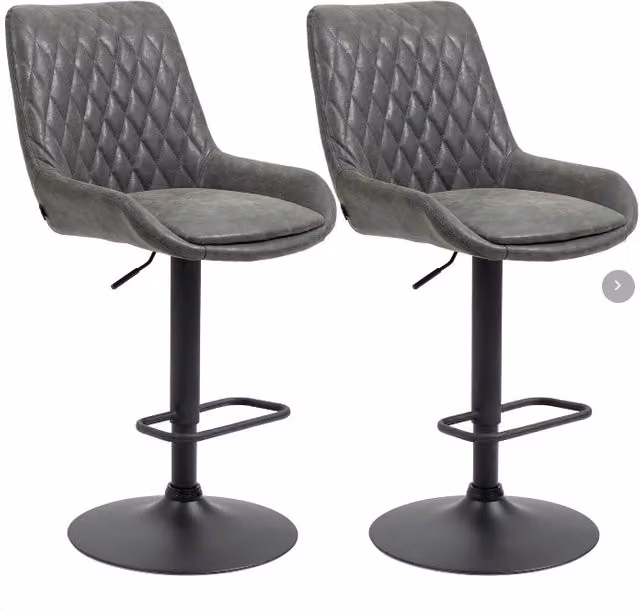 Set di 2 sgabelli da bar regolabili in altezza con schienale, sgabelli da cucina in similpelle grigio scuro per bar e cucina | .de