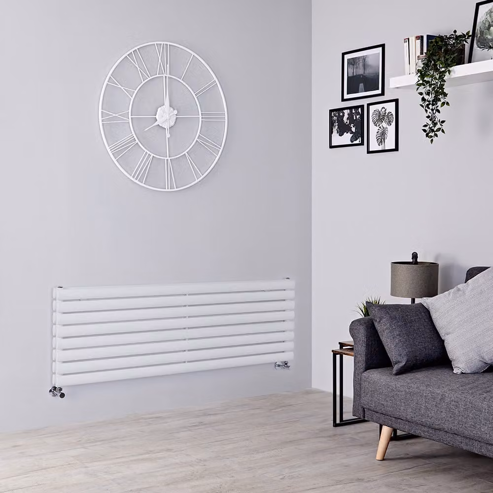 Radiatore di Design Orizzontale - Pannello Doppio - 472mm x 1400mm - Bianco - Revive