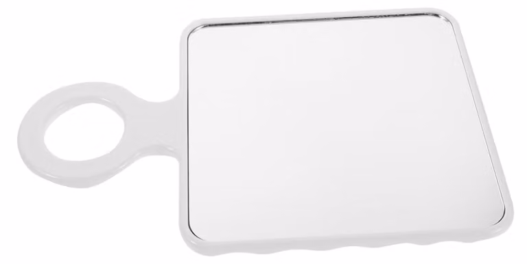 Specchio da trucco portatile e compatto con manico