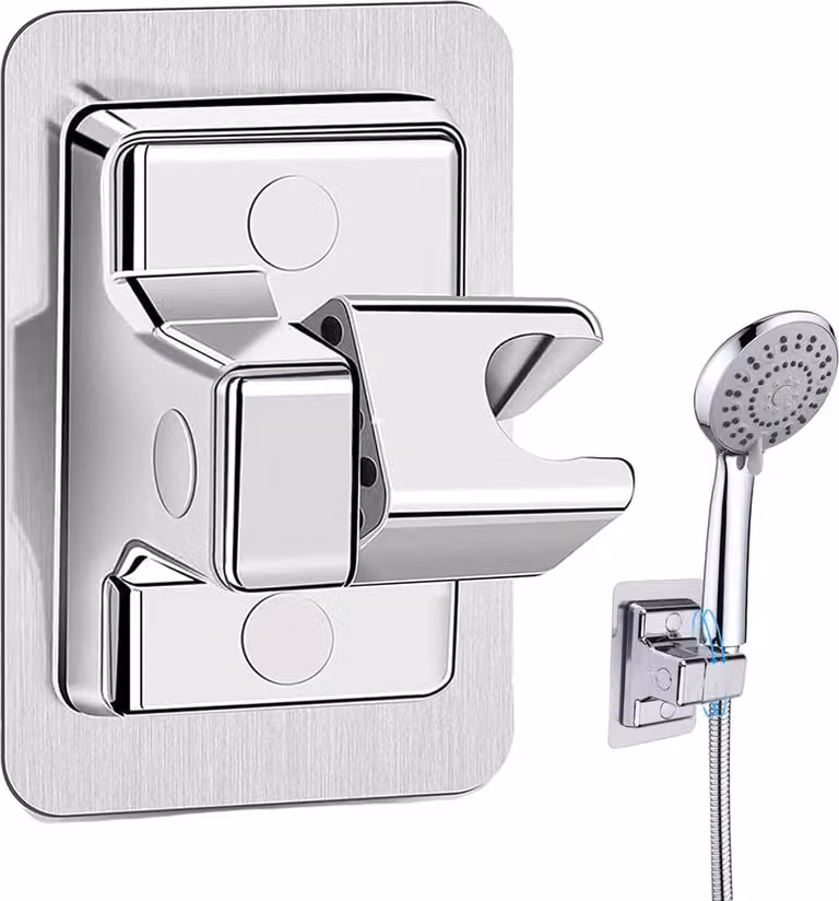 Supporto per soffione doccia - Angolo regolabile a 360° - Argento
