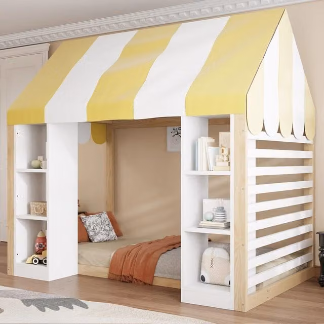 letto per bambini legno bianco naturale 90 x 200 cm