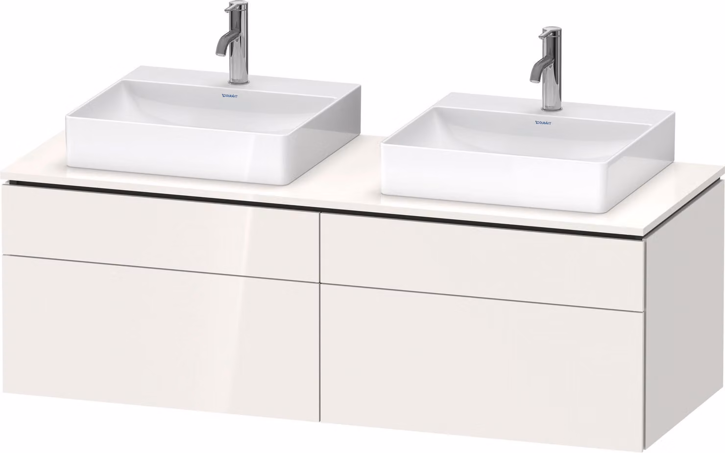 Duravit L-Cube Meuble sous-lavabo en console suspendu, avec plan de toilette en console, 4 tiroirs, pour deux vasques, 1420x482x550mm, LC4872B22220000, LC4872B22220000