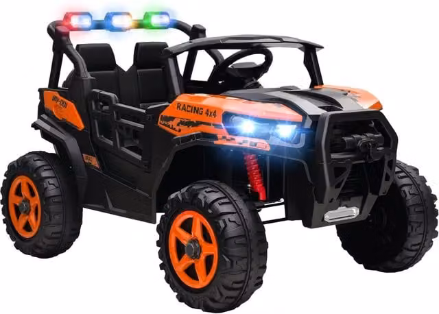 Macchina Elettrica per Bambini 3-8 Anni 24V a 2 Posti, Doppio Motore, Telecomando e Soft Start, Arancione