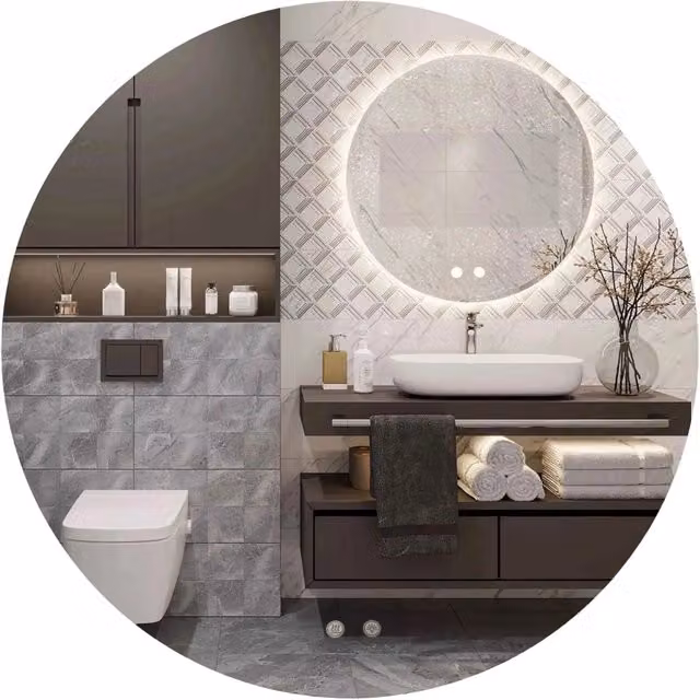 Specchio da parete tondo con luce LED Rea bianco 80 cm