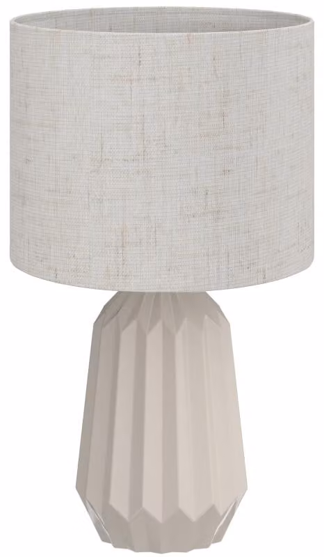 Lampada da tavolo Moonbite, base in Vetroceramica, diametro 22 x 39 cm, lampada da comodino con paralume plissettato in lino, attacco E27, potenza massima 40 W, interruttore a levetta, installazione senza utensili, materiale: Vetroceramica, colore: beige